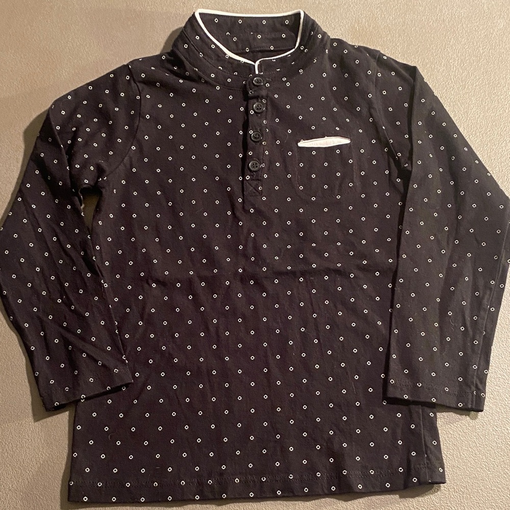 Serra Kids Black Long Sleeve Tee with White Pattern